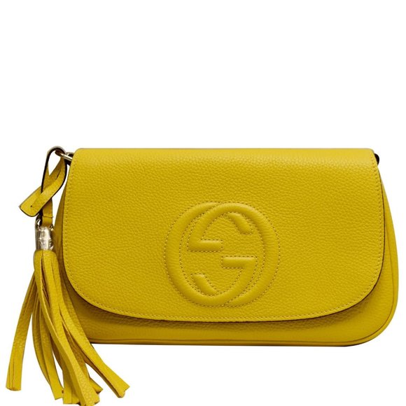 Gucci Handbags - Gucci Soho Chain Flap Yellow Leather Shoulder Bag